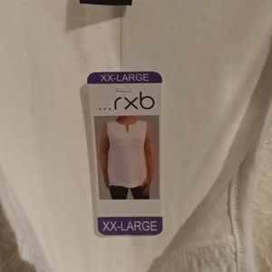 NWT rxb sleeveless white crocheted laced front blouse Size XXL